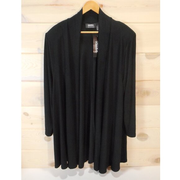 NWT Baranda Women's Plus size 2X Black Open Front Stretch Knit Cardigan Vintage - Picture 1 of 9